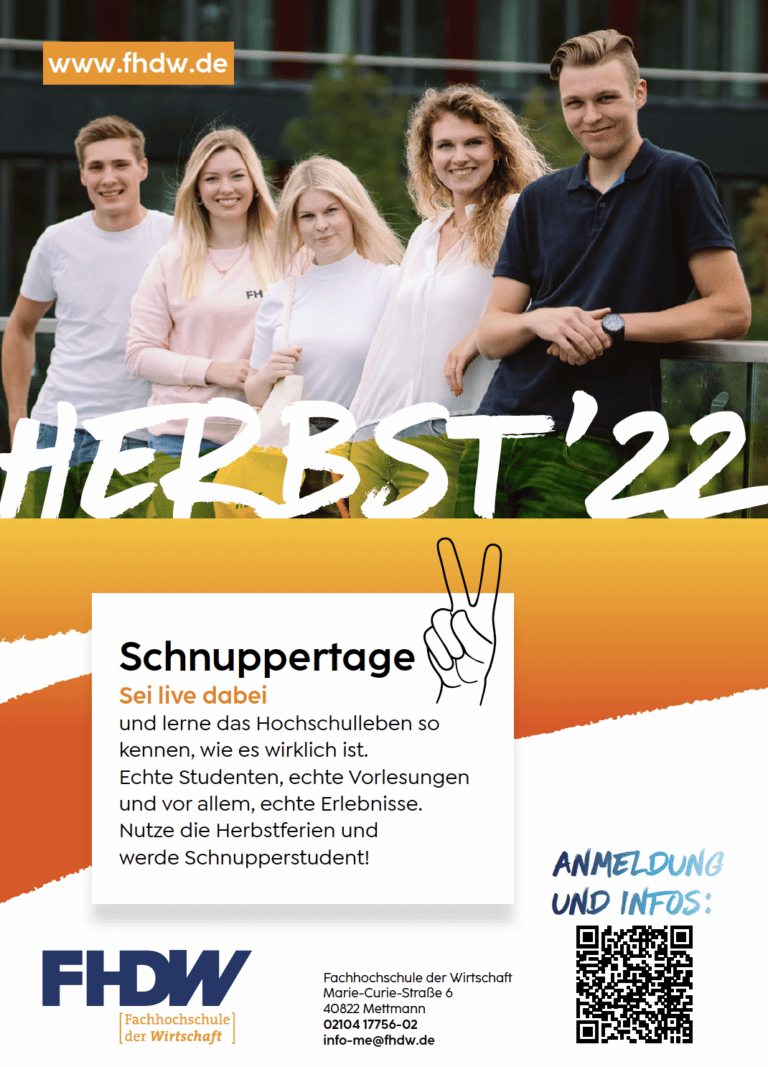 FHDW in Mettmann Schnuppertage Herbst 2022